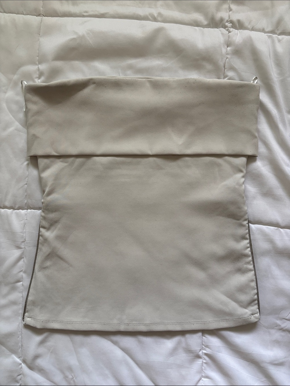 Fold-Over Strapless Top - White